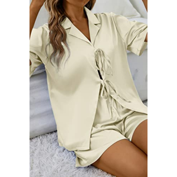 Silk Satin Pajamas Set for Women - Stylish Comfort in Ivory