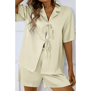 Silk Satin Pajamas Set for Women - Stylish Comfort in Ivory