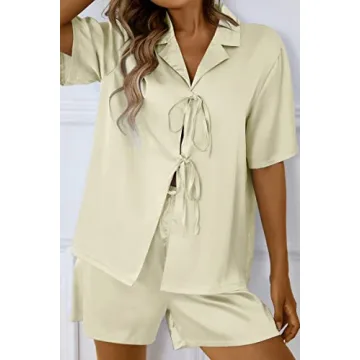 Silk Satin Pajamas Set for Women - Stylish Comfort in Ivory