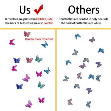 48 Pcs Butterfly Acrylic Nails 3D Butterfly Nail Charms Glitter Clear Butterfly Nail Designs White B...