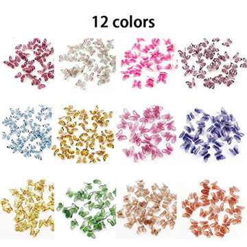 48 Pcs Butterfly Acrylic Nails 3D Butterfly Nail Charms Glitter Clear Butterfly Nail Designs White Blue Colorful Butterfly Acrylic for Nail Art Decoration & DIY Crafting Design