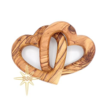 Dacaret Factory Olive Wood Connected Hearts Gift for Love