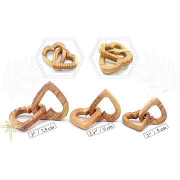Dacaret Factory Olive Wood Connected Hearts Gift for Love
