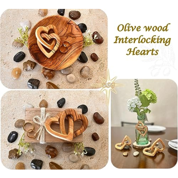 Dacaret Factory Olive Wood Connected Hearts Gift for Love