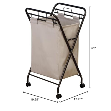 Stylish Rolling Laundry Hamper with Removable Bag
