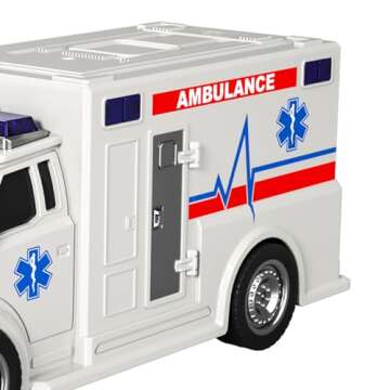 Emergency Vehicle Toy Playsets 4 Pack, Toddler Trucks Rescue Toys for Boys Age 3-5, Ambulance Car Fire Truck Play Police Car Helicopter with Light and Sound Christmas Birthday Gifts for Boys Girls