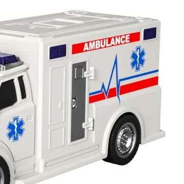 Emergency Vehicle Toy Playsets 4 Pack, Toddler Trucks Rescue Toys for Boys Age 3-5, Ambulance Car Fire Truck Play Police Car Helicopter with Light and Sound Christmas Birthday Gifts for Boys Girls