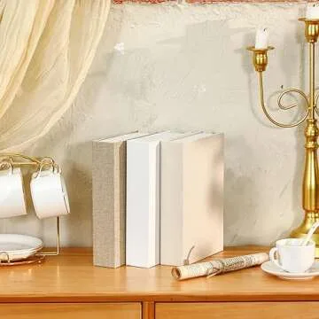 Tioncy 3 Pcs Neutral Decorative Book Box Modern Farmhouse Fake Book Storage Box Linen Faux Books for Bookshelf Coffee Table Decor for DIY Crafts(8.6 x 6.1 x 1.8 Inch,Multicolor)