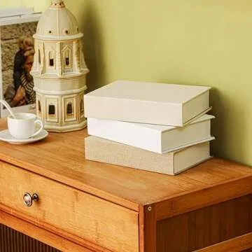 Tioncy 3 Pcs Neutral Decorative Book Box Modern Farmhouse Fake Book Storage Box Linen Faux Books for Bookshelf Coffee Table Decor for DIY Crafts(8.6 x 6.1 x 1.8 Inch,Multicolor)