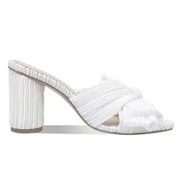 MICIFA Women's Bow Heeled Sandals Slip On Open Toe Block Chunky Heel Sandals Bride Wedding Dress Shoes