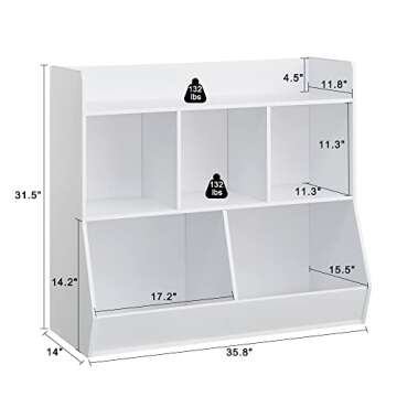 Kovhzcu Toy Storage Organizer with Bookshelf, 5-Cubby Children's Toy Shelf, Toy Storage Cabinet, Sui...