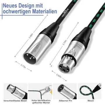 Augioth XLR Pro Mic Cable 20 ft 20 Meter Shielded Cables