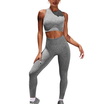 Nicytore Women’s Seamless Yoga Set in Grey - Stylish Comfort