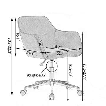 Modern Office Chair, Adjustable Height 360 Revolving Home Office Chair, Swivel Computer Chair, Ergon...