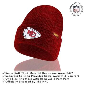 Ultra Game NFL Kansas City Chiefs Winter Beanie & Touch-Screen Gloves Set