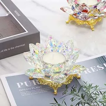 Stunning Crystal Lotus Candle Holder for Elegant Decor