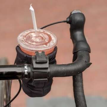 HandleStash Shock-Absorbing Bike Cup Holder (Double Black Diamond) | Fits All Handlebars | Adjustable to Any Size Drink | Made for Bicycles, Boats, Wheelchairs | Xmas Stocking Stuffer | Made in USA