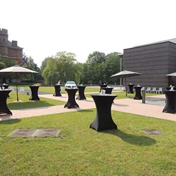 5 Pack Cocktail Spandex Stretch Square Corners Tablecloth 32 x 43 Inch, Black Stretch Cocktail Table...