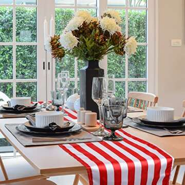 Red and White Striped Table Runner for Parties and Events