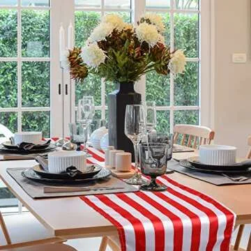 Red and White Striped Table Runner for Parties and Events