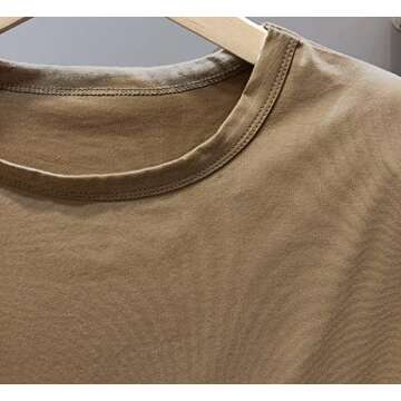 Meladyan Women’s Solid Cotton Padded Shoulder Sleeveless Tee Vest Crew Neck Loose Tank Tops Khaki