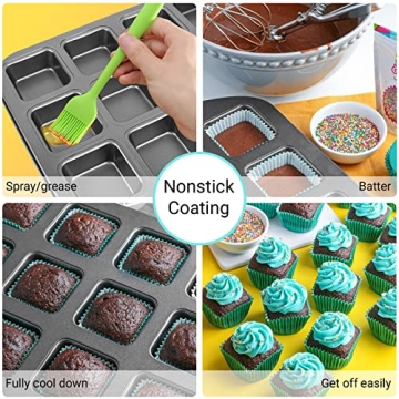 Beasea 12 Cavity Mini Brownie Pan Set for Perfect Treats
