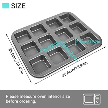 Beasea 12 Cavity Mini Brownie Pan Set for Perfect Treats