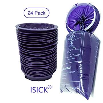 iSick Disposable Vomit Bags 1000ml, 24pk, Dark Purple, Premium Quality Medical Grade, Morning Sickne...