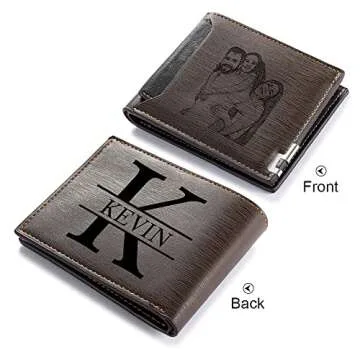 Jewelstruck Wallet for Men Custom Wallets for Men Personalized Photo Wallet Engraved Picture Initial...