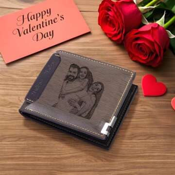 Jewelstruck Wallet for Men Custom Wallets for Men Personalized Photo Wallet Engraved Picture Initials Fathers Day Customized Gifts for Dad Husband Son