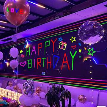 UV Tape 12 Pack, Blacklight Tape, Glow in The Dark Tape, Neon Tape, UV Parties Fluorescent Room Decorations 0.59 in x 16.4 ft - (6 Colors)