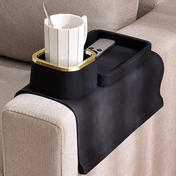 Couch Cup Holder Tray, Elimiko Silicone Anti-Spill and Anti-Slip Couch Drink Holder, Strong and Weig...