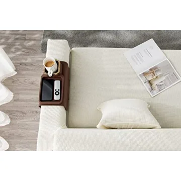 Couch Cup Holder Tray, Elimiko Silicone Anti-Spill and Anti-Slip Couch Drink Holder, Strong and Weighted Phone/Remote/Snacks Sofa Cup Holder (Black)