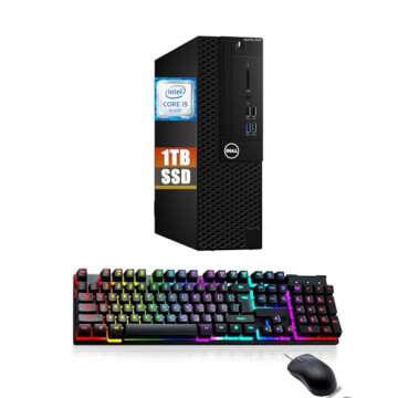 Dell Optiplex 3050 SFF Business Desktop PC, 21.5" FHD(1920x1080) Monitor, Core i5-7500, 16GB DDR4, 1TB SSD, Keyboard, Mouse, Windows 10 Pro (Renewed)