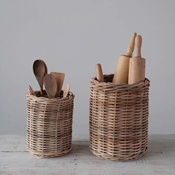 Creative Co-Op Hand-Woven Wicker Basket Set for Stylish Storage