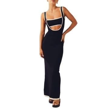 Spaghetti Strap Sleeveless Cut Out Maxi Dress Backless Slim Fit Split Long Dress Halter Night Party ...