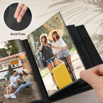 MSTONAL Small Photo Album 4x6, Mini Photo Album Holds 100 Pockets, Black Picture Album for 4x6 Photos, Slip-in Photo Book for Family Friends Wedding Graduation Birthday
