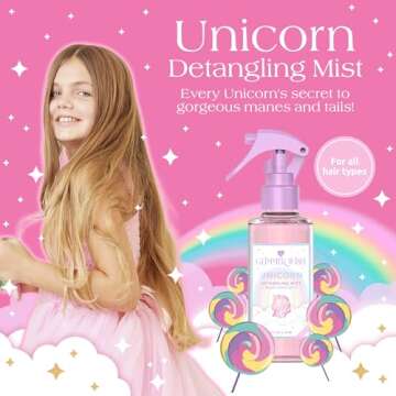 Glimmer Wish Unicorn Hair Detangler Spray For Kids, Hair Detangler Spray for Women, Kids Detangler S...