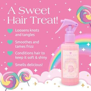 Glimmer Wish Unicorn Hair Detangler Spray For Kids, Hair Detangler Spray for Women, Kids Detangler Spray, Detangling Spray, Kids Hair Products, Kids Leave in Conditioner Spray, 5 fl oz