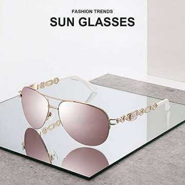 FONHCOO Aviator Sunglasses for All - UV400 Mirrored Pink & White