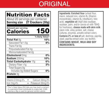 Cheez-It Cheese Crackers, Baked Snack Crackers, Lunch Snacks, Family Size, Extra Toasty, 21oz Box (1 Box)