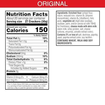 Cheez-It Cheese Crackers, Baked Snack Crackers, Lunch Snacks, Family Size, Extra Toasty, 21oz Box (1 Box)