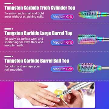 Depvko 30Pcs Nail Drill Bits,3/32 Inch Ceramic Bits for Nails Sets, Diamond Cuticle Efile Carbide Re...