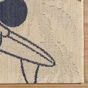 Disney Gertmenian Indoor/Outdoor Area Rug - 5x8 Standard, Stain & UV Resistant, Quick-Drying, Ideal for Deck, Patio, Poolside, Mudroom - Mickey Mouse Surfing Sand, Navy, 25495