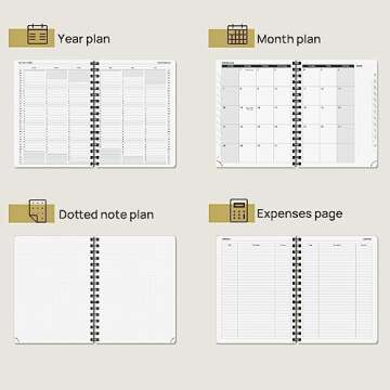 POPRUN 2024 Weekly Planner Spiral Bound - Hourly Schedule & Vertical Weekly Layout - 2024 Planner for Time Management,6.5" x 8.5"- Monthly Tabs, Pen Holder, Leather Soft Cover - Black