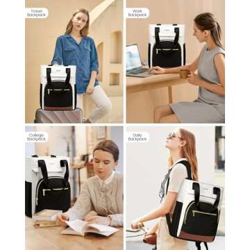 LOVEVOOK Laptop Backpack for Women, 15.6 Inch Work Laptop Bag Teacher Nurse Backpack, Wide Open Trav...