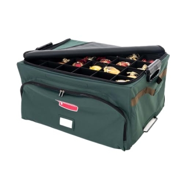 TreeKeeper Deluxe Christmas Ornament Storage Box - Protects 72 Ornaments with Removable Trays and St...