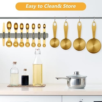 GuDoQi Gold Magnetic Measuring Cups & Spoons Set