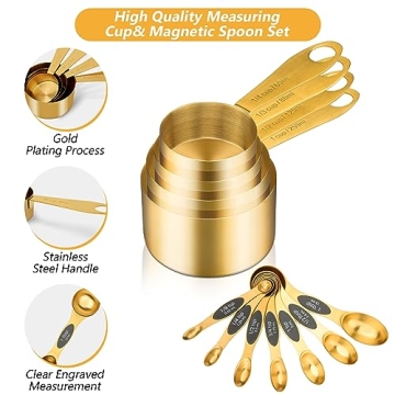 GuDoQi Gold Magnetic Measuring Cups & Spoons Set