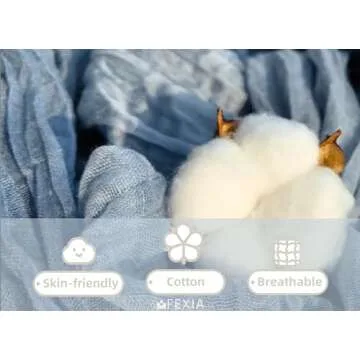 FEXIA 6 Pack Dusty Blue Table Runner 35x120 Inches Gauze Table Runner for Bridal Shower Wedding Party First Communion Centerpiece Engagement Boho Table Decoration (Dusty Blue)